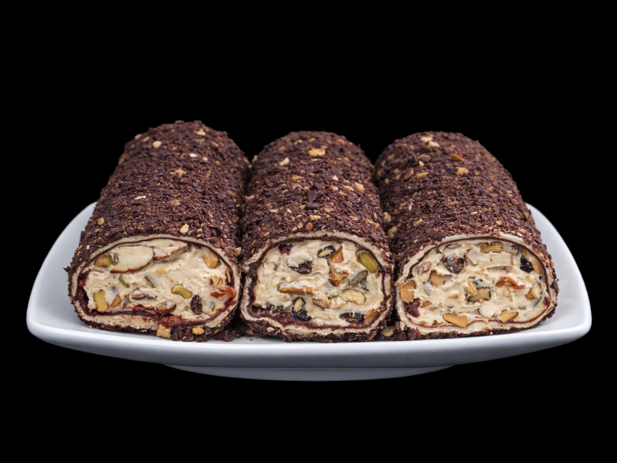 Chocolate lokum on black background